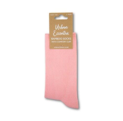 Ladies Comfort Cuff Pink Bamboo Socks