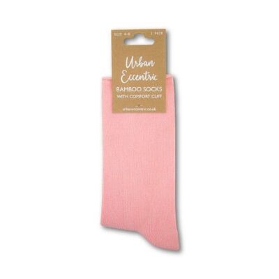 Calcetines Comfort Cuff de bambú rosa para mujer