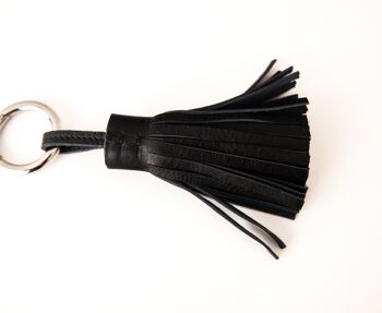 Porte-clés élégant en cuir véritable avec pompon 6