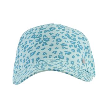 Bonnet été femme - bleu motif léopard 1