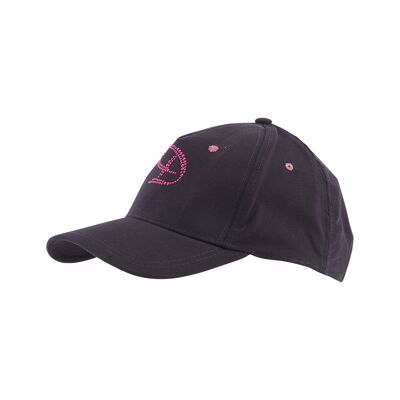Cap for women - black with pink print - one size