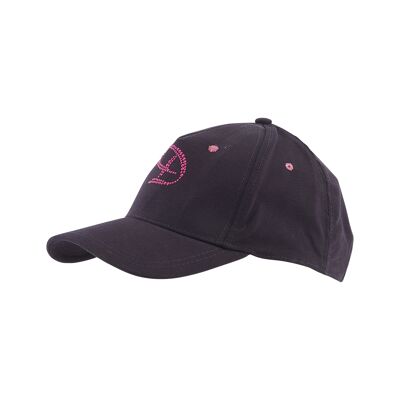 Casquette pour femme - noire avec imprimé rose - taille unique