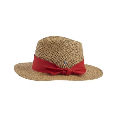 Straw hat for women - with hat band and bow - hat for the summer