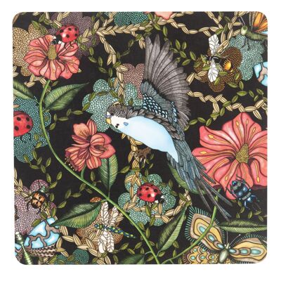 Trivet 21x21 cm Budgies black