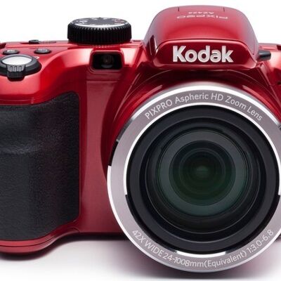 KODAK Pixpro AZ422 - Fotocamera bridge digitale da 20 Mpixel, zoom ottico 42X, grandangolo da 24 mm, video HD 720p, stabilizzatore ottico d'immagine, flash integrato, 3 schermi LCD, batteria Li-ion LB-060 - rosso