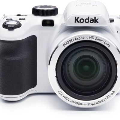 KODAK Pixpro AZ422 - Fotocamera bridge digitale da 20 Mpixel, zoom ottico 42X, grandangolo da 24 mm, video HD 720p, stabilizzatore ottico d'immagine, flash integrato, 3 schermi LCD, batteria agli ioni di litio LB-060, bianco