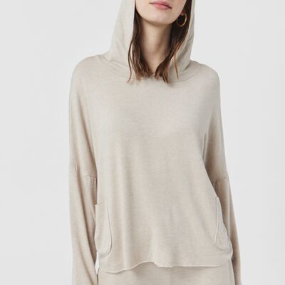 DORIAN Oversized Sweater With Pockets and Hood in Beige