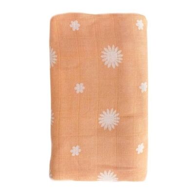 OB DESIGNS - Mussola in cotone peach daisy