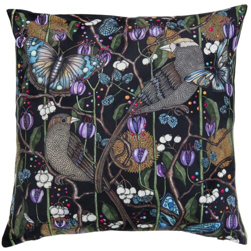 Cushion cover 50x50 cm velvet Bubblegum birds black
