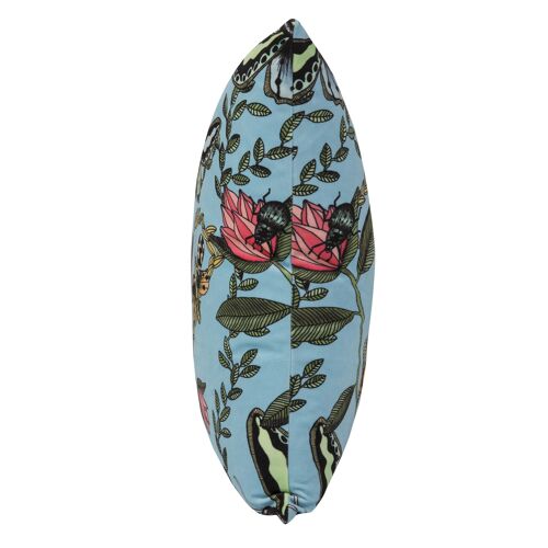 Cushion cover 50x50 cm velvet Bugs & Butterflies turquoise