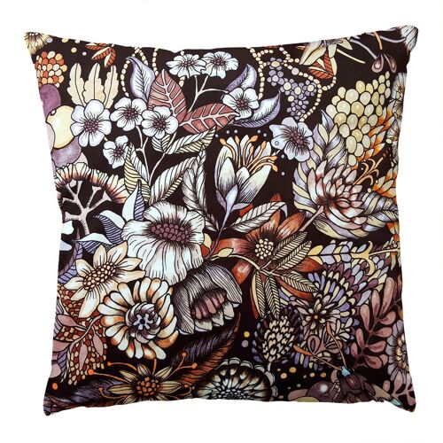 Cushion cover 50x50 cm velvet Flores brown