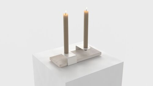 Candle Stand :  white - mocca