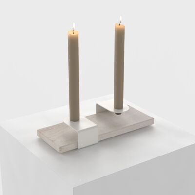 Candle Stand :  white - mocca