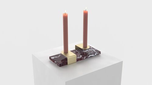 Candle Stand : gold - rosso