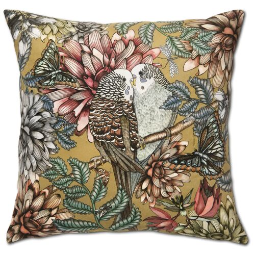 Cushion cover 50x50 cm velvet Lovebirds gold