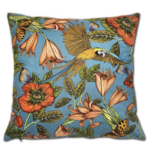 Cushion cover 50x50 cm velvet Parrot blue