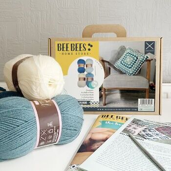Sarcelle et gris Beebees Homestore Diy Crochet votre propre kit de coussin 4