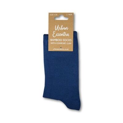 Chaussettes en bambou bleu marine à revers confortables pour femmes