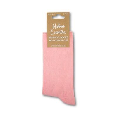 Chaussettes unisexes en bambou rose à revers confort