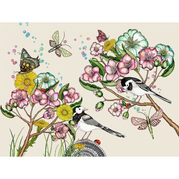 Affiche 40x30 cm Wagtails printemps écru