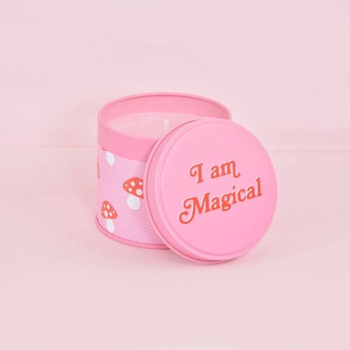 Poppy & Peach Toadstool Print Pink Tin Candle