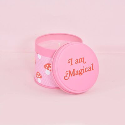 Cotton Candy Toadstool Print Pink Tin Candle