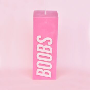 Bougie pilier bloc de slogan BOOBS ruban rose 1