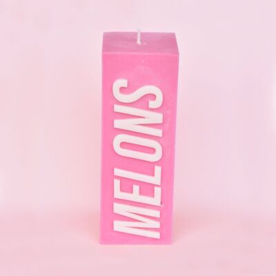 Vela de pilar de bloque de eslogan de melones de cinta rosa