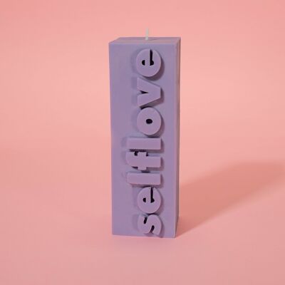 Vela de pilar con bloque de eslogan SELFLOVE