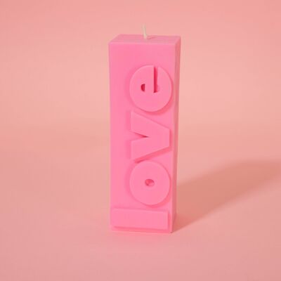 Vela de pilar con bloque de eslogan LOVE