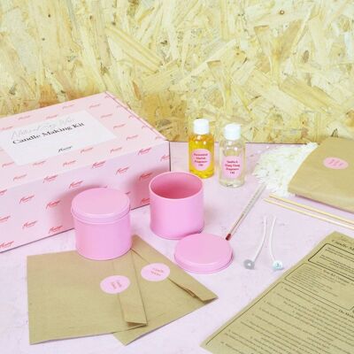 Kit per la realizzazione di candele in latta rosa