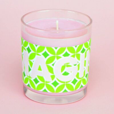 Candela con stampa retrò rosa ananas e lime e verde IMAGINE