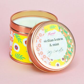 Boîte en or rose à imprimé floral contrasté citron sicilien et menthe