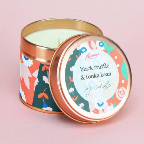 Black Truffle & Tonka Bean Contrast Floral Print Rose Gold