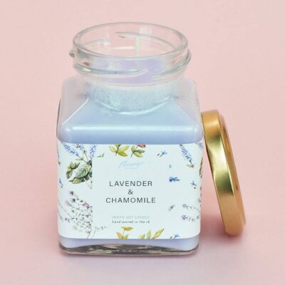 Vela Midi Cuadrada Lavanda & Camomila Lila Estampado Lavanda