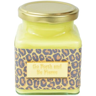 Pina Colada Go Forth and Be Fierce Leopard Square Candle
