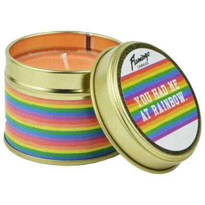 Rainbow Candy You Had Me at Rainbow Orange Mini Tin Candle