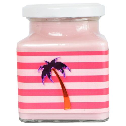 Pina Colada Stripe Metallic Palm Tree Candle