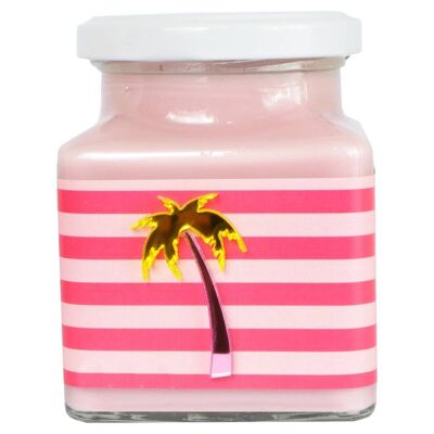 Pink Lemonade Stripe Metallic Palm Tree Candle