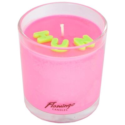 Rainbow Candy Neon Pink Hun Embellished Candle