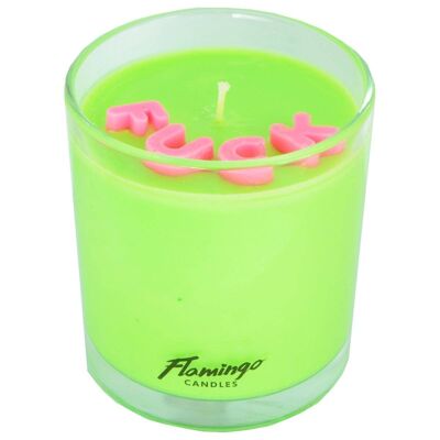 Bougie ornée de bonbons arc-en-ciel vert fluo Fuck