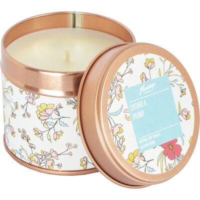 Lychee & Peony Floral Rose Gold Tin Candle