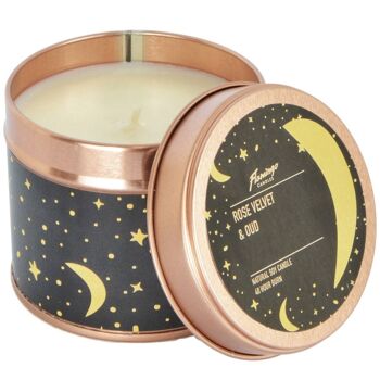 Bougie en étain Rose Velvet & Oud Moon & Stars Rose Gold