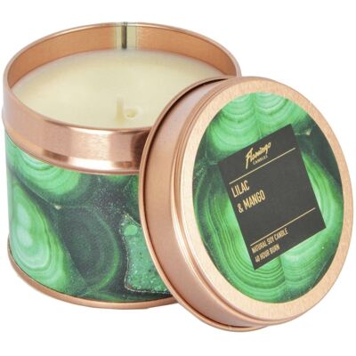 Lilac & Mango Malachite Rose Gold Tin Candle