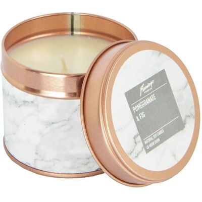 Candela di latta in oro rosa con marmo di melograno e fico