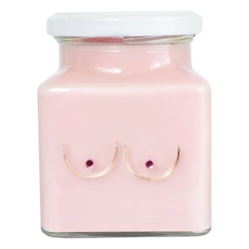 Pink Ribbon Pink Boobs Square Candle