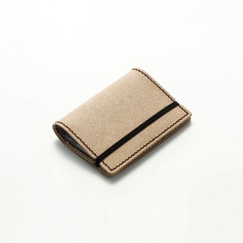 Porte carte "élastique" en cuir recyclé - Ivoire