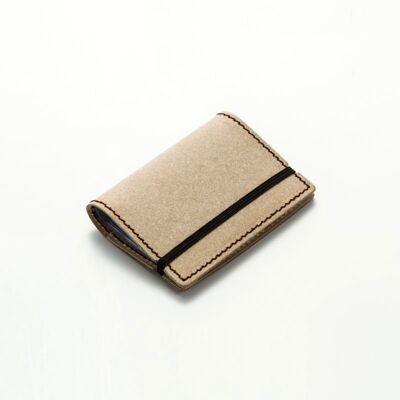 Recycled leather "elastic" card holder - Ivory
