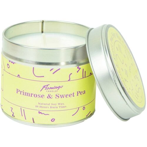 Primrose & Sweet Pea Yellow Squiggle Tin Candle