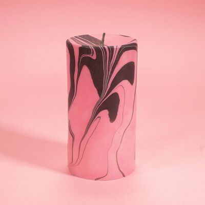 Pink Petrol Marble Pillar Candle